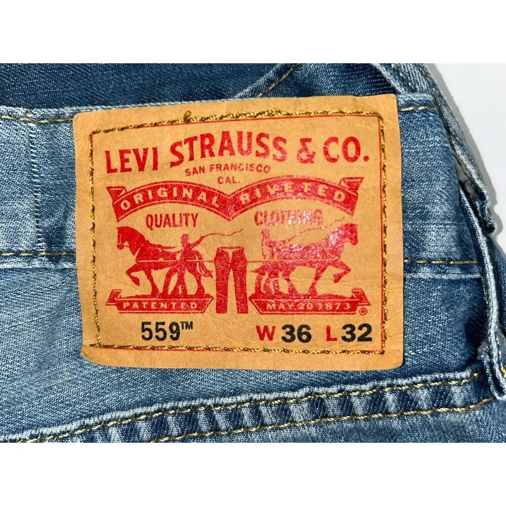 Men’s Levi’s 559 Blue Jeans Relaxed Fit Straight Leg 00559-0363 Size 36x32